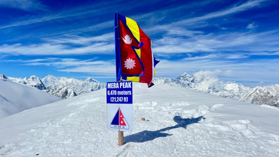 Nepal Mountaineering Association installs new summit signage on Mera Peak